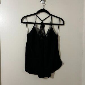 Free people silky lace black top